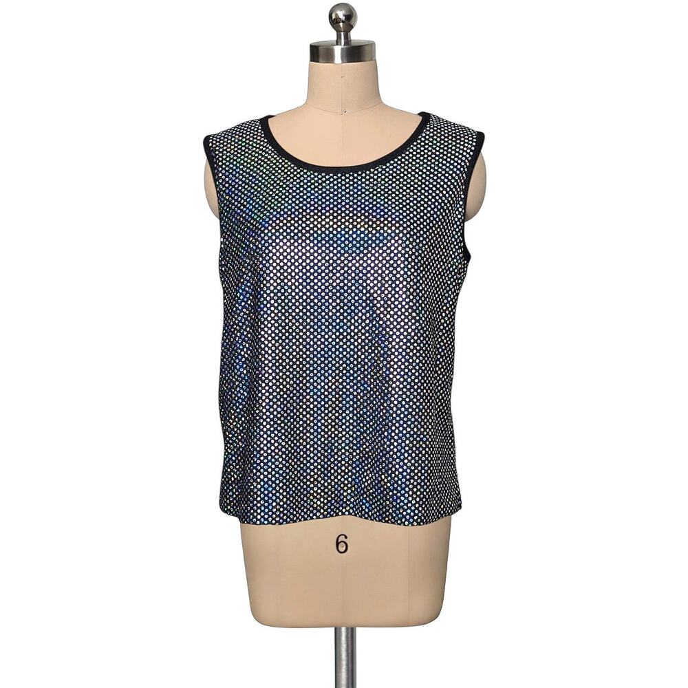Vintage CARON Chicago Rainbow Sequins Disco Sparkly 70's  Top 12